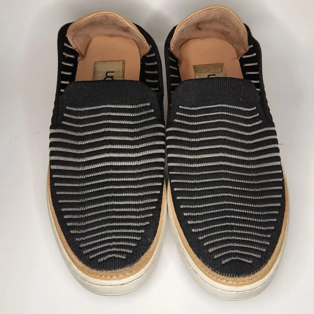 UGG Sammy Breeze Slip‎ On Sneaker Womens 7.5 Black Sheer Striped Stretchy